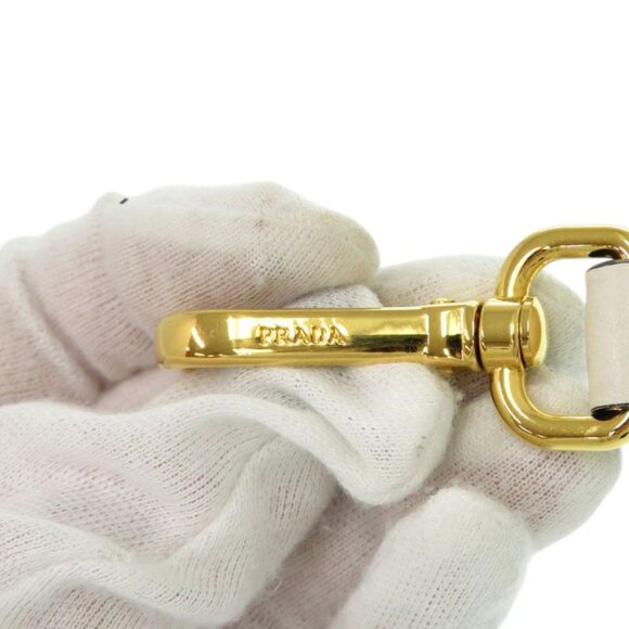 Prada Shoulder Belt White Black Flower Leather Shoulder Strap 1085 main image 4